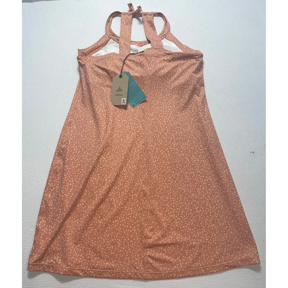 Prana Cantine L Cloud‎ Blush Pots Halter Neck Sleeveless Casual Sundress NWT